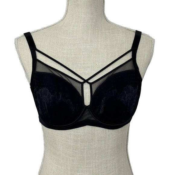 Understance Harper Smooth Lace Flexwire strappy soft cup bra 34D Black - Picture 1 of 8